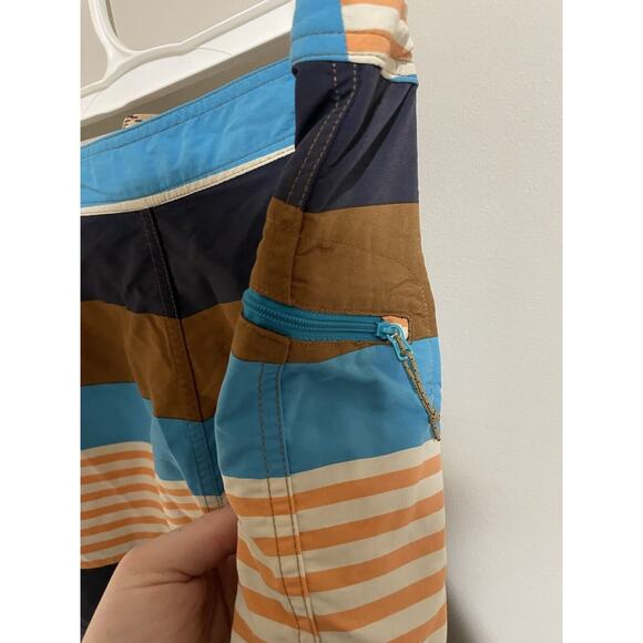 PATAGONIA Men's Size 36 Board Swim Shorts Striped Drawstring Pockets - Picture 7 of 11
